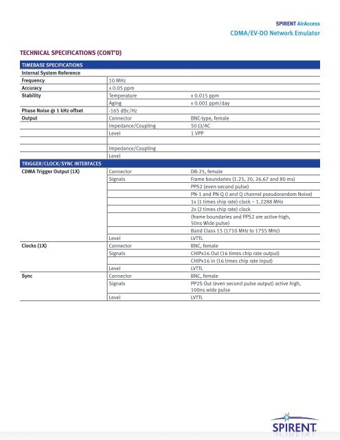 CDMA/EV-DO Network Emulator - Spirent Communications