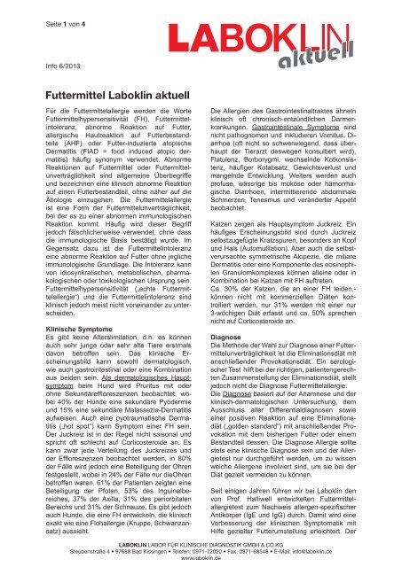 Futtermittel Laboklin aktuell, PDF