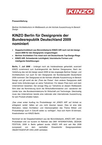 PM_KINZO_Designpreis der BRD 2009_deutsch.pdf - KINZO Berlin