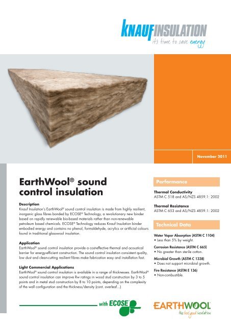 EarthWoolÂ® sound control insulation - Knauf Insulation New Zealand