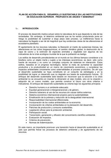 Plan de AcciÃ³n sobre Desarrollo Sustentable en las Instituciones de ...