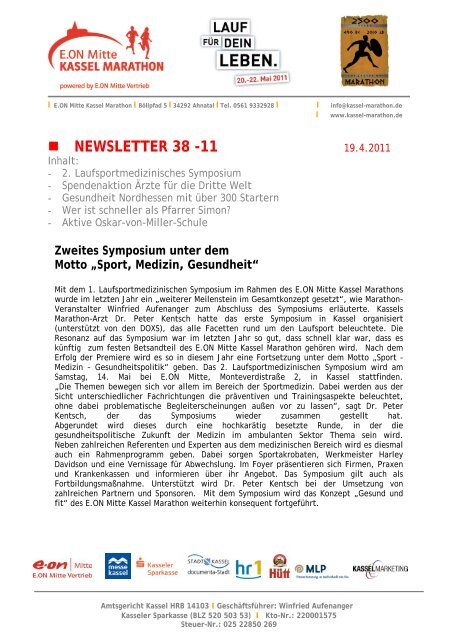 NEWSLETTER 38 -11 - Kassel Marathon