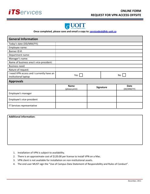 Online Form Request For Vpn Access Offsite General