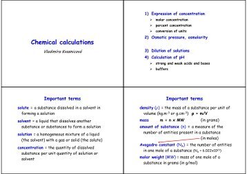 Chemical calculations - Third Faculty of Medicine