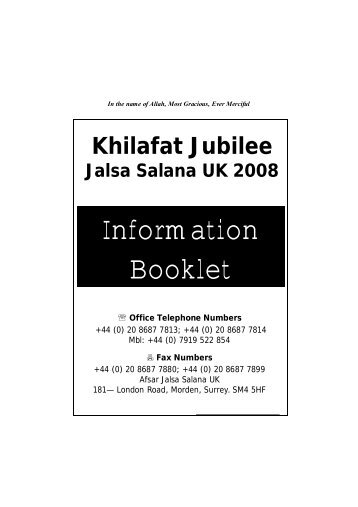 Information Booklet - Jalsa Salana