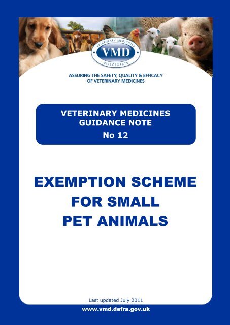 VETERINARY MEDICINES GUIDANCE NOTE No 12 VETERINARY MEDICINES GUIDANCE NOTE No 12