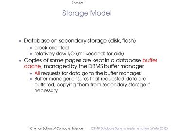 CS448 Database Systems Implementation (Winter 2012)