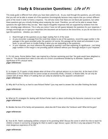 life of pi discussion questions Pdf searches for: life of pi 100 questionspdf - free download pdf files on the internet quickly and easily. life of pi discussion questions Pdf searches for: life of pi 100 questionspdf - free download pdf files on the internet quickly and easily.