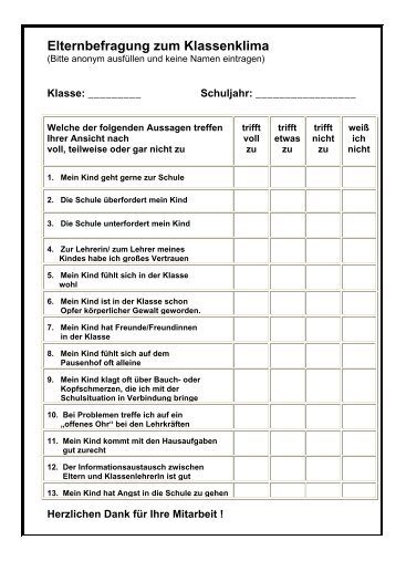 Elternbefragung zum Klassenklima - Schwarzenfeld