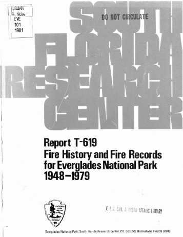 Fire History and Fire Records for Everglades National Park 1948-1979