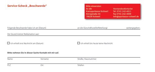 Service-Scheckheft - Kreissparkasse Rottweil