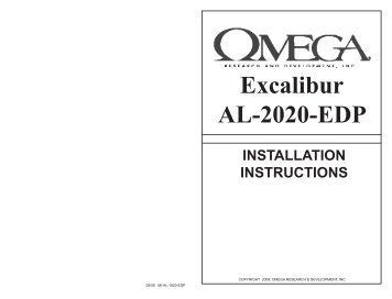 Excalibur AL-2020-EDP INSTALLATION INSTRUCTIONS - car alarm