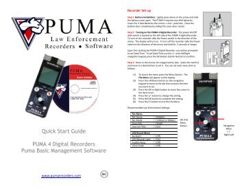 Quick Start Guide PUMA 4 Digital Recorders Puma Basic ...