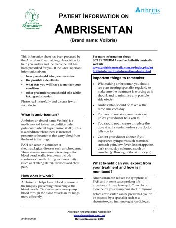 AMBRISENTAN - Australian Rheumatology Association