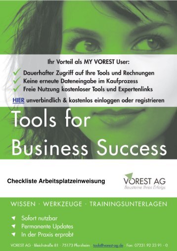 Checkliste Arbeitsplatzeinweisung - Vorest AG