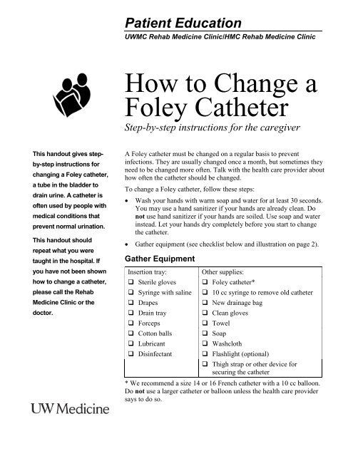 Change A Foley Catheter Uwmc Health On Line University Of