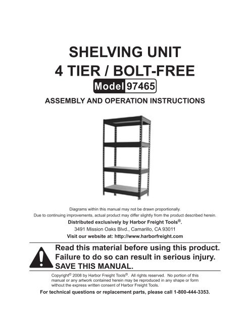 SHELVING UNIT 4 TIER / BOLT-FREE - Harbor Freight Tools