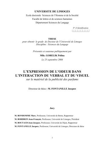 L expression de l odeur - Epublications - Université de Limoges