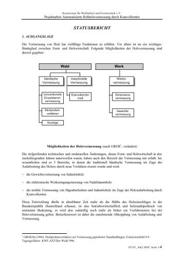 STATUSBERICHT - Kwf