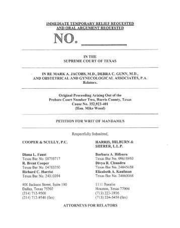 Petition for Writ of Mandamus - Filed - Supreme Court of Texas
