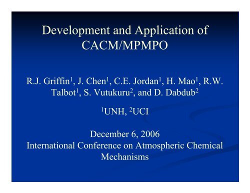 Development and Application of CACM/MPMPO