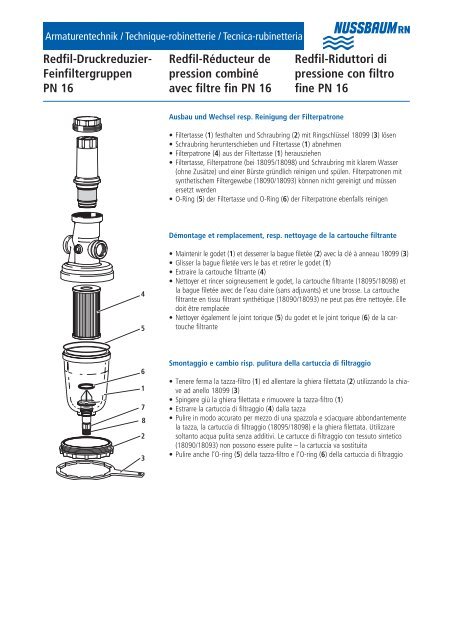 Redfil-Druckreduzier- Feinfiltergruppen PN 16 ... - R. Nussbaum AG