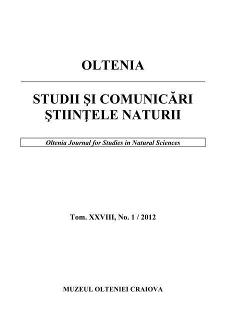 download Cover&Content - Oltenia, Studii si Comunicari, Stiintele ...