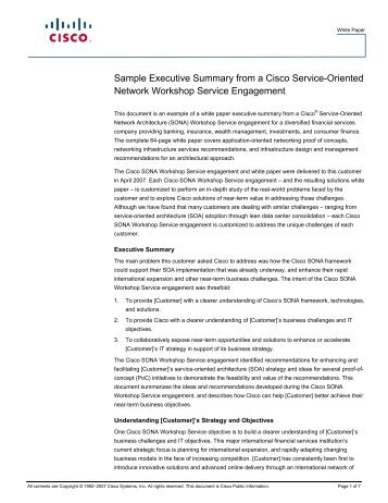 Sample SONA Workshop White Paper for SOA ... - Cisco