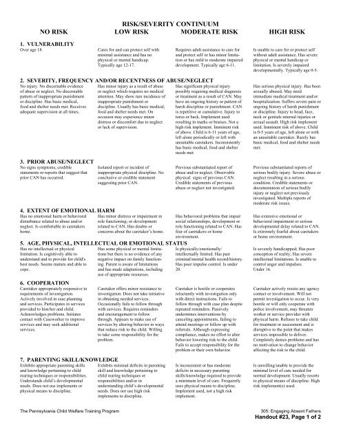 Risk/Severity Continuum - Pennsylvania Child Welfare Resource ...