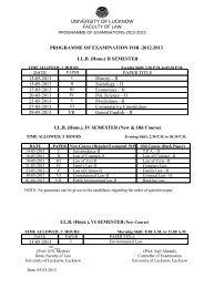 Law Semester exam dates May 2013 - Lucknow University