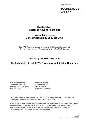 Masterarbeit Master of Advanced Studies Hochschule Luzern ...