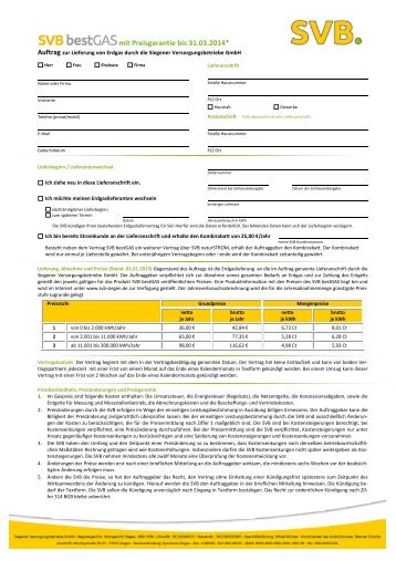 Lieferauftrag SVB bestGAS - Siegener Versorgungsbetriebe