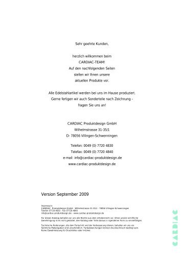 Version September 2009 - Cardiac Produktdesign Gmbh