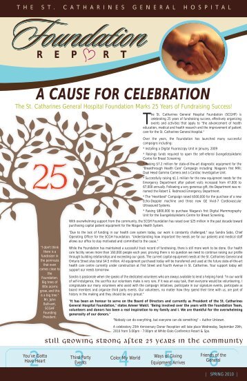 a cause for celebration - St. Catharines General Hospital Foundation