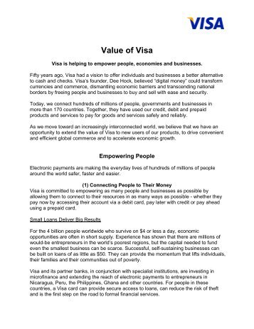 Value of Visa - Visa Asia Pacific