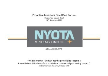 Nyota Minerals One2One Investor Presentation 12 November 09