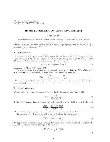 Heating of the ISM by AlfvÃ©n-wave damping - Theoretische Physik IV ...