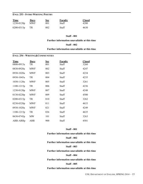 COURSE DESCRIPTION BOOKLET Undergraduate Level Courses