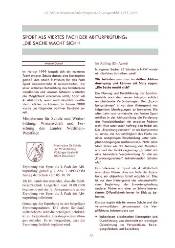 Sport als viertes Fach der AbiturprÃ¼fung - Gesamtschule Wuppertal ...