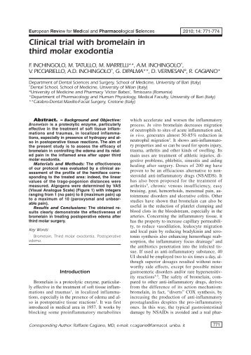 Clinical trial with bromelain in third molar ... - European Review