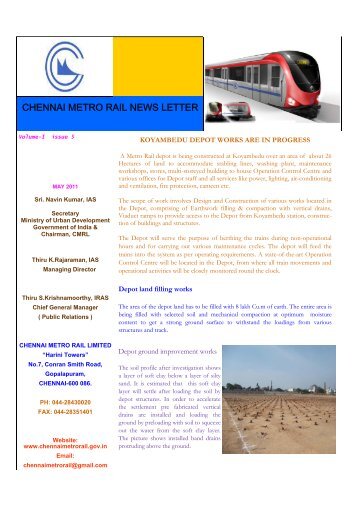 May 2011 CMRL Newsletter - chennai metro rail