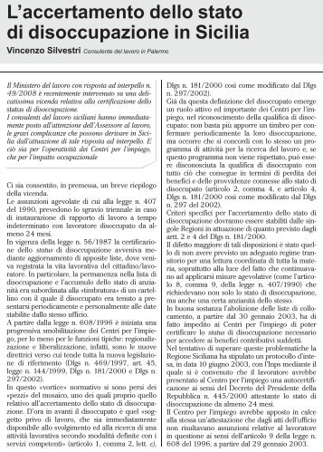 L'accertamento dello stato di disoccupazione in Sicilia - UILA Potenza