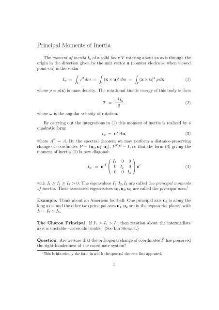 Principal Moments Of Inertia