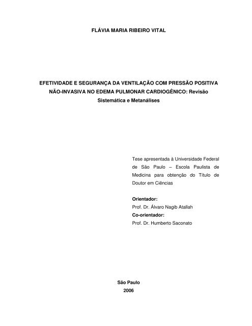 flÃ¡via maria ribeiro vital efetividade e seguranÃ§a da - Unifesp