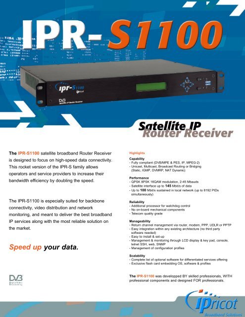 IPR-S1100 Satellite IP Router Receiver - TBC Integration