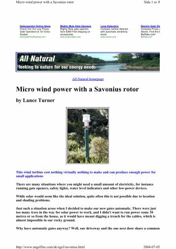 Micro wind power with a Savonius rotor - Otherpower