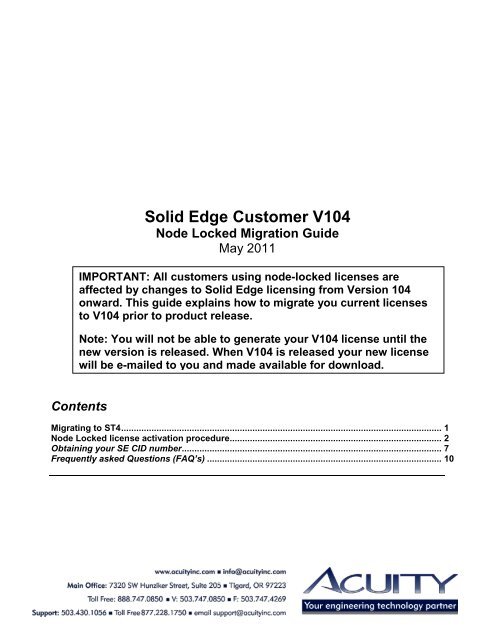 Solid Edge Customer V104 - Acuity Inc.