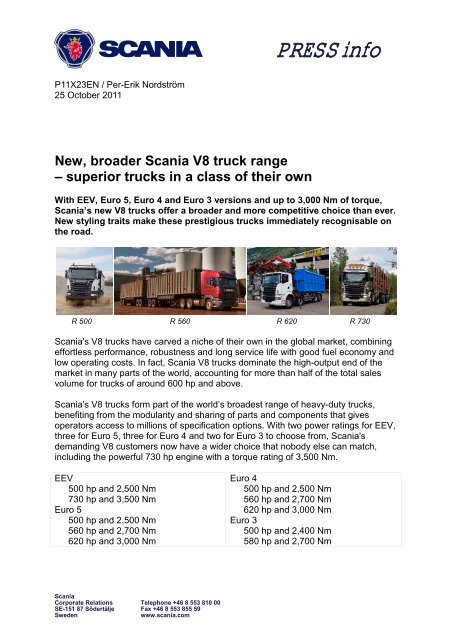 New Broader Scania V8 Truck Range A A A Superior Trucks In A Class