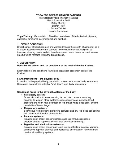 Yoga For Breast Cancer Patients Integrative Yoga Therapy