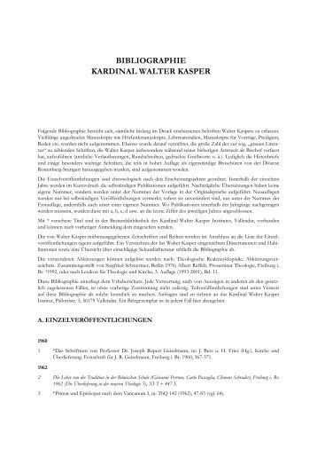 Zur Bibliographie Walter Kaspers (Stand 13.11.13) - Philosophisch ...